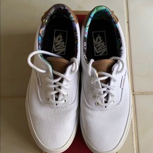 White Multi Floral Low Vans